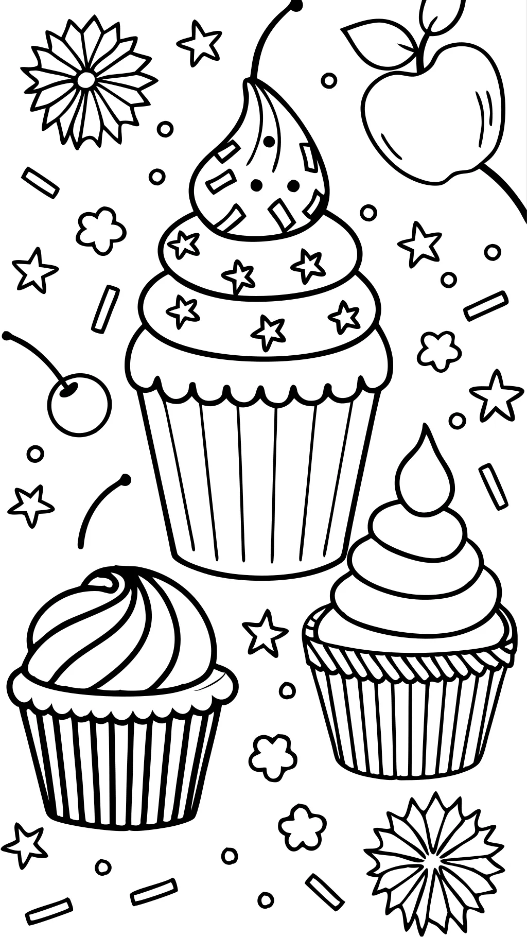 Página para colorear de cupcakes